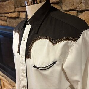 Men's Roper Western Black and White Shirt men’s size large
